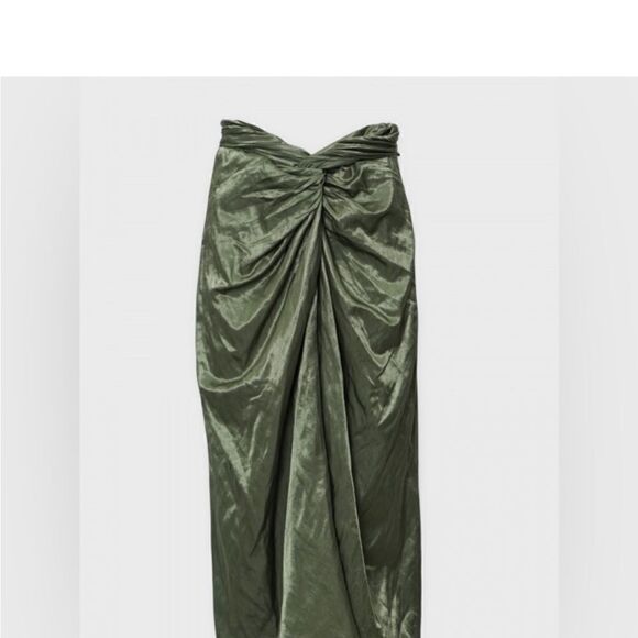 NWT Vince  Twist Front Skirt in Dark Pistachio Size 2 - Picture 5 of 10